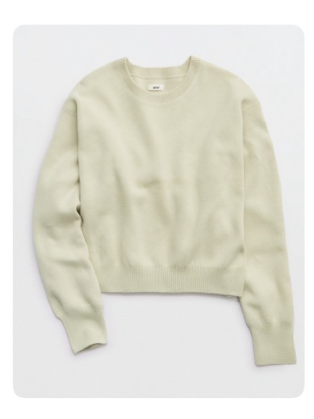 aerie Cropped Crew Sweater - Light Sage